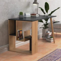 Skånska Möbelhuset Sally Skrivbord 120x60 Cm - Antracit/ek -Stolar affär 0596a91133b67e56e22a20ab4e75234a28