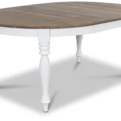 Skånska Möbelhuset Victoria Runt Matbord Med Iläggsskiva 120-175 Cm - Vit/Brunbets