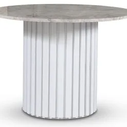 Skånska Möbelhuset Empire Matbord Ø105 Cm - Silver Diana Marmor / Vit Lamell Träfot