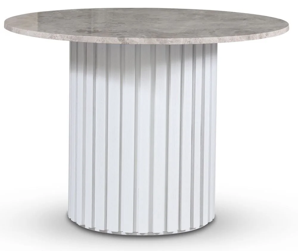 Skånska Möbelhuset Empire Matbord Ø105 Cm - Silver Diana Marmor / Vit Lamell Träfot 3 Skånska Möbelhuset Empire Matbord Ø105 Cm - Silver Diana Marmor / Vit Lamell Träfot