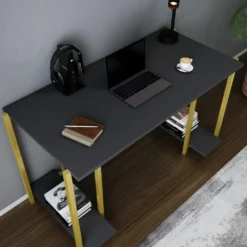 Skånska Möbelhuset Academy Skrivbord 125,2 X 60 Cm - Guld/antracit -Stolar affär 1174fdc3dc7473afc7ca6dc47f4074f442