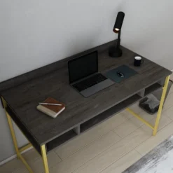 Skånska Möbelhuset Alma Skrivbord 120 X 60 Cm - Guld/mörkgrå -Stolar affär 137bef50dcd60663cd7bb779b08f9a3038