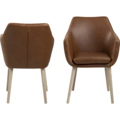 Skånska Möbelhuset Nora Karmstol - Brun PU/vitpigmenterad Ek -Stolar affär 13b959e29aa289013084426eb8ff7417f2