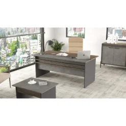 Skånska Möbelhuset Vista Skrivbord 180x89,5 Cm - Brun/betong/antracit -Stolar affär 13c8b6aa61c981ff0fda462931623c53ac