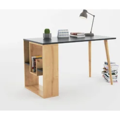 Skånska Möbelhuset Sally Skrivbord 120x60 Cm - Antracit/ek -Stolar affär 17db5db7231217dce7665b49b366b33998