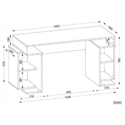 Skånska Möbelhuset Monument Skrivbord 140x60 Cm - Vit/valnöt -Stolar affär 22aaab6dde0b71345cbf0d273496a15a20