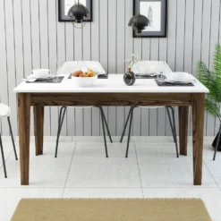 Skånska Möbelhuset Milan Matbord 145 X 88 Cm - Vit/valnöt -Stolar affär 23373c99fb1776e090ba2c9e94c367a0e6