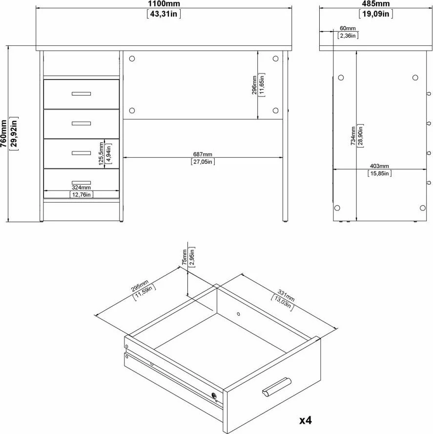 Skånska Möbelhuset Function Plus Skrivbord 110 X 48,5 X 76 Cm - Vit 11 Skånska Möbelhuset Function Plus Skrivbord 110 X 48,5 X 76 Cm - Vit - Bild 9