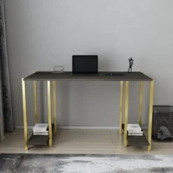 Skånska Möbelhuset Academy Skrivbord 125,2 X 60 Cm - Guld/mörkgrå -Stolar affär 2587026cd42e8cb411eea74cfb60e33cf5