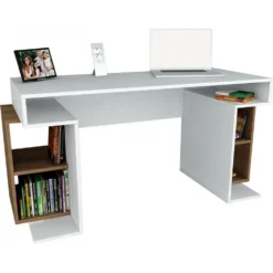 Skånska Möbelhuset Monument Skrivbord 140x60 Cm - Vit/valnöt -Stolar affär 25b4ec439a2d7889cfdb3f733bf82f5171