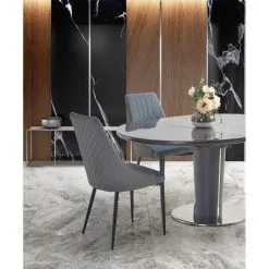 Skånska Möbelhuset Market Matbord 120-160 Cm - Grå Marmor/mörkgrå -Stolar affär 33ebb099cbfb8f168c521b79b3aad4c194