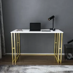 Skånska Möbelhuset Kane Skrivbord 120 X 60 Cm - Guld/vit -Stolar affär 3f9bafd7c1073dff0501bee81601727bd2