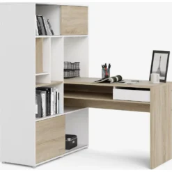 Skånska Möbelhuset Function Plus Skrivbord 135,2 X 100,2 X 153 Cm - Vit/ek -Stolar affär 42cae5fd3e9270b7b4a032ee4c4198b474