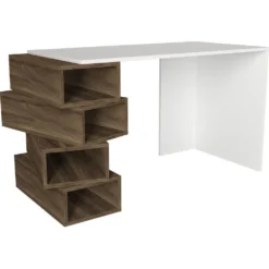 Skånska Möbelhuset Jenga Skrivbord 130x60 Cm - Vit/valnöt -Stolar affär 46b6848eaccca7c185db77417c3851f5b6