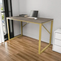 Skånska Möbelhuset Layton Skrivbord 120 X 60 Cm - Guld/mörkgrå -Stolar affär 48d64f1799b7f77b14882d4781a72926b0