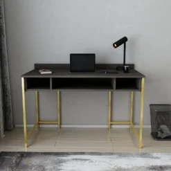 Skånska Möbelhuset Alma Skrivbord 120 X 60 Cm - Guld/mörkgrå -Stolar affär 4c725a6a9ca70bd90f8e0ab4791ec8db24