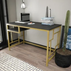 Skånska Möbelhuset Kennesaw Skrivbord 120 X 60 Cm - Guld/antracit -Stolar affär 52d26b9724a25cc6b73433b266113d68dc