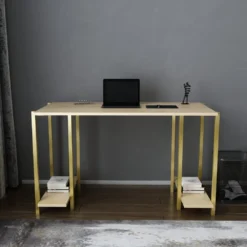 Skånska Möbelhuset Academy Skrivbord 125,2 X 60 Cm - Guld/ek -Stolar affär 5490c4cc6959e9887fac0a88e258d51b22