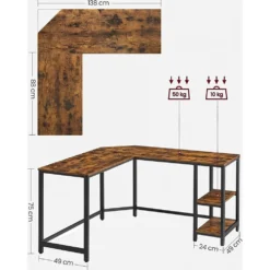 Skånska Möbelhuset Rami Hörnskrivbord 138/138 X 49 Cm - Brun/svart -Stolar affär 554e6d4ecc63f376e1a36f2a6c5689bd6e