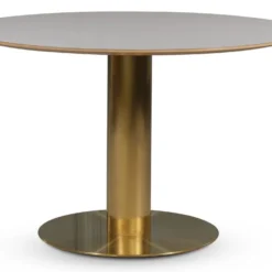 Skånska Möbelhuset Empire Matbord Ø118 Cm - Perstorp Ljus Virrvarv / Borstad Mässing