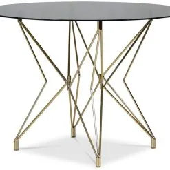 Skånska Möbelhuset Zoo Runt Matbord Ø106 Cm - Mässing / Tonat Glas