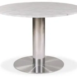 Skånska Möbelhuset Next Runt Matbord I Marmor D105 Cm - Borstad Stål / Marmor (Vit)