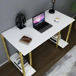 Skånska Möbelhuset Academy Skrivbord 125,2 X 60 Cm - Guld/vit -Stolar affär 5d537d8b07d6f1dbc4c8c7a0b0c31d0c25