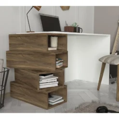 Skånska Möbelhuset Jenga Skrivbord 130x60 Cm - Vit/valnöt -Stolar affär 5de9bd279c718c37eb7df514c2b88b8ecf