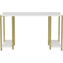 Skånska Möbelhuset Academy Skrivbord 125,2 X 60 Cm - Guld/vit -Stolar affär 663bfed5cf8a9154aa05b025b4c9a047cb