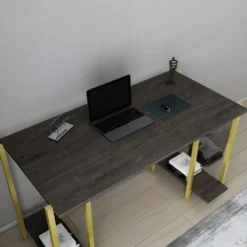 Skånska Möbelhuset Academy Skrivbord 125,2 X 60 Cm - Guld/mörkgrå -Stolar affär 6a05cc0e63201d63804bf56f0e23baff30