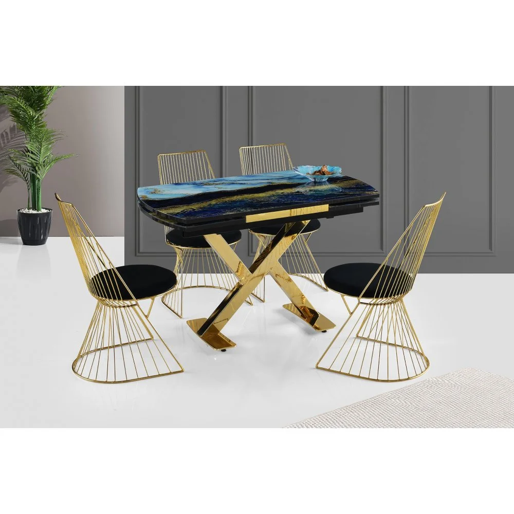 Skånska Möbelhuset Camli Matbord 120-180 Cm - Guld/svart 4 Skånska Möbelhuset Camli Matbord 120-180 Cm - Guld/svart - Bild 2