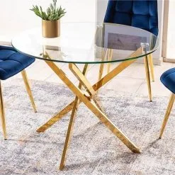 Skånska Möbelhuset Charlotte Matbord Ø90 Cm - Guld -Stolar affär 7ccc93afb506f86d89a43a4d3d70803142