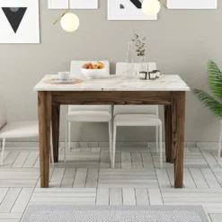 Skånska Möbelhuset Kiev Matbord 110 X 72 Cm - Vit Marmor/valnöt -Stolar affär 86b338e3b53497a594911a922312ff9bc4