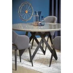 Skånska Möbelhuset Orcan Runt Matbord Ø140 Cm - Grå Marmor/svart -Stolar affär 89147ef1e762860bea93e78c8dcb9ab734