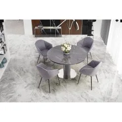 Skånska Möbelhuset Market Matbord 120-160 Cm - Grå Marmor/mörkgrå -Stolar affär 8afd59b13327d4d5eca328b86f414939a5