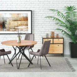 Skånska Möbelhuset Dwain Runt Matbord 120 Cm - Ek/svart