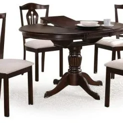 Skånska Möbelhuset Dana Runt Matbord Förlängningsbart 90-124 X 90 Cm - Mörk Valnöt