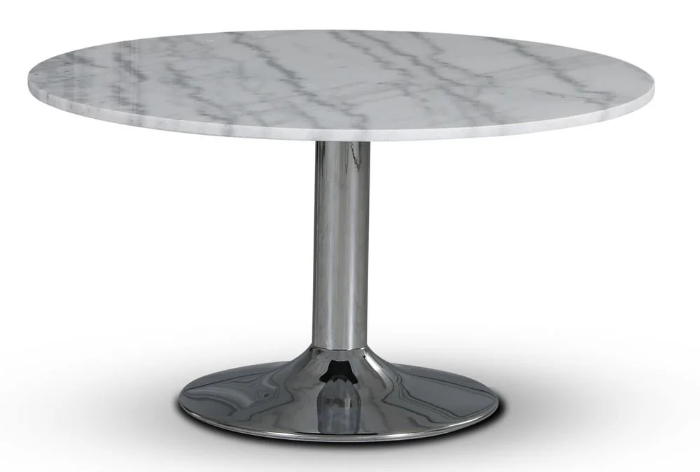 Skånska Möbelhuset Empire Matbord Ø105 Cm - Ljus Marmor / Kromad Trumpetfot 3 Skånska Möbelhuset Empire Matbord Ø105 Cm - Ljus Marmor / Kromad Trumpetfot