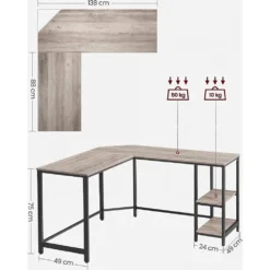 Skånska Möbelhuset Rami Hörnskrivbord 138/138 X 49 Cm - Gråbeige/svart -Stolar affär 93b006dbafa20c407812d8748dc1c82b38