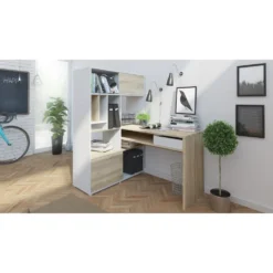 Skånska Möbelhuset Function Plus Skrivbord 135,2 X 100,2 X 153 Cm - Vit/ek -Stolar affär 94cb67659c7e92f785b5614c77149465a0