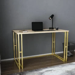 Skånska Möbelhuset Kane Skrivbord 120 X 60 Cm - Guld/ek -Stolar affär 955216151c018d8e78582f4b0296ea3e2e