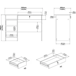 Skånska Möbelhuset Function Plus Skrivbord Med 3 Lådor 109,3 X 48,5 Cm - Vit -Stolar affär 9823301335ceca246e305cfedbf04ec708