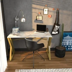 Skånska Möbelhuset Gyza Skrivbord 120 X 60 Cm - Vit/guld -Stolar affär a36a644c097791255617c9ae05f153094e