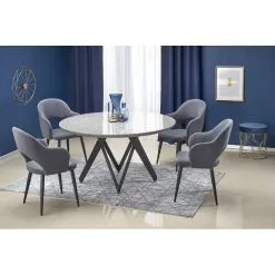 Skånska Möbelhuset Orcan Runt Matbord Ø140 Cm - Grå Marmor/svart -Stolar affär a6a8ccc3863293f99b6d0e5b0125e43065