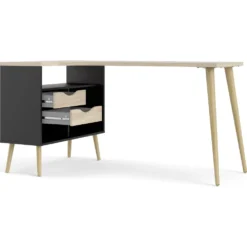 Skånska Möbelhuset Oslo Skrivbord 145 X 81 Cm - Svart/ek -Stolar affär aece8b2c49664273870a2bf3564ea39bdb