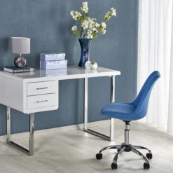 Skånska Möbelhuset Fernanda Skrivbord 120x55 Cm - Vit (Högglans) / Krom