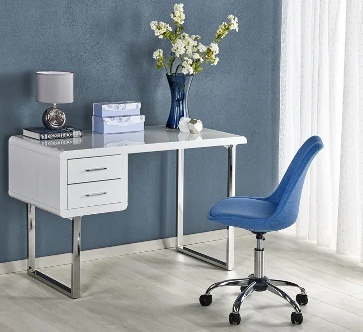 Skånska Möbelhuset Fernanda Skrivbord 120x55 Cm - Vit (Högglans) / Krom 3 Skånska Möbelhuset Fernanda Skrivbord 120x55 Cm - Vit (Högglans) / Krom