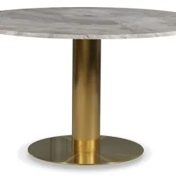 Skånska Möbelhuset Empire Matbord - Silver Diana Marmor Ø130 Cm / Borstad Mässing