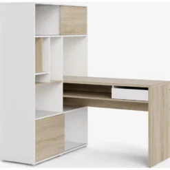 Skånska Möbelhuset Function Plus Skrivbord 135,2 X 100,2 X 153 Cm - Vit/ek -Stolar affär c37fc2d93e6bf27836e7c5847afc08d9e3