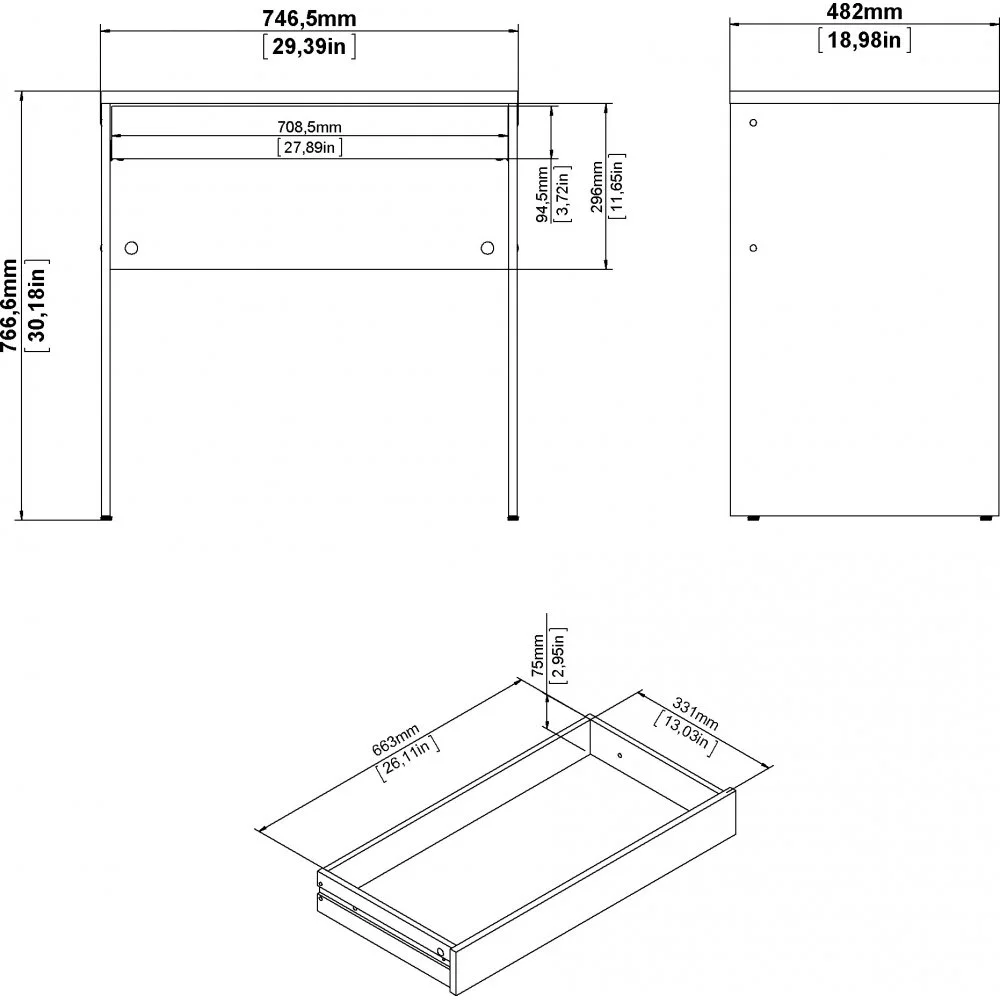 Skånska Möbelhuset Function Plus Skrivbord 74,7 X 48,2 X 76,7 Cm - Vit/grå 16 Skånska Möbelhuset Function Plus Skrivbord 74,7 X 48,2 X 76,7 Cm - Vit/grå - Bild 14